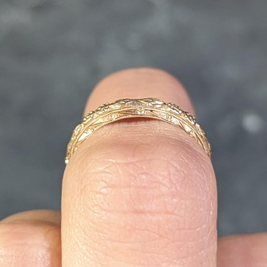 1940's 14 Karat Yellow Gold Orange Blossom Vintage Wedding Band Ring 5