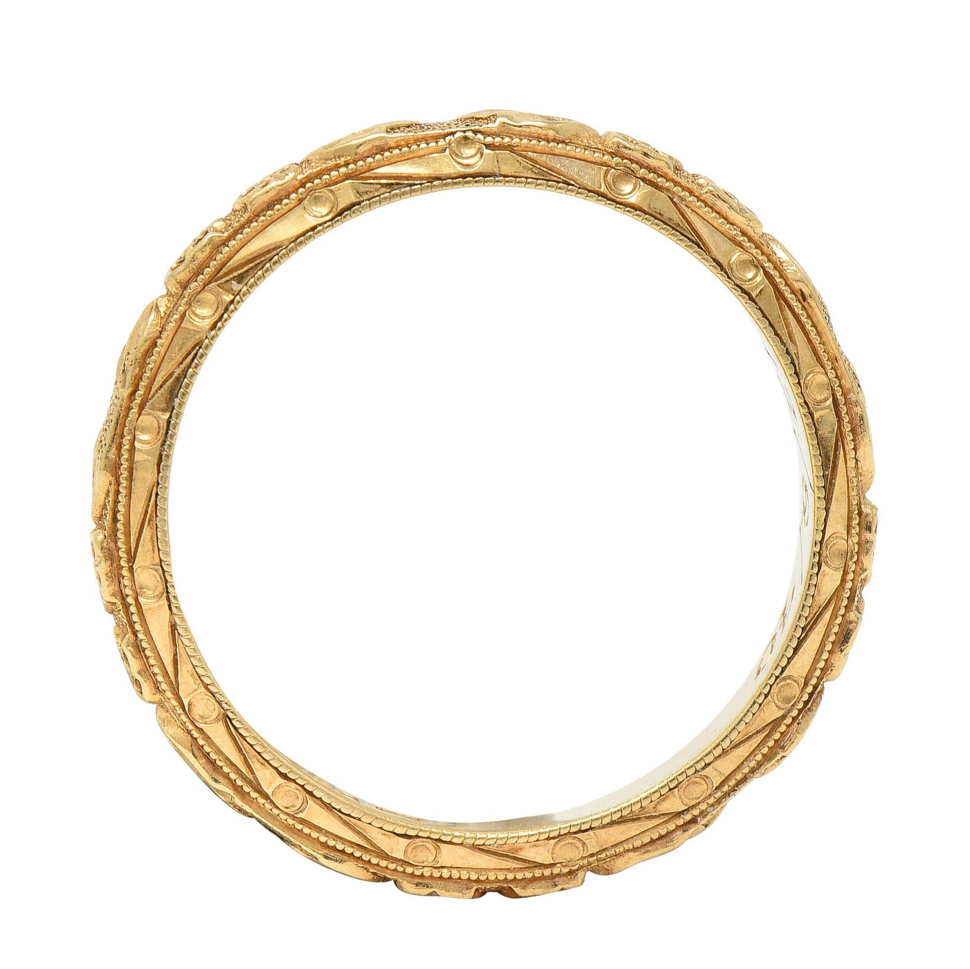 Retro 1940's 14 Karat Yellow Gold Orange Blossom Vintage Wedding Band Ring