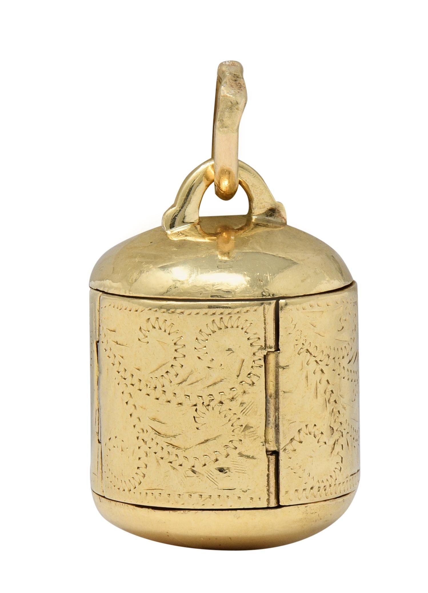 Women's 1940's 14 Karat Yellow Gold Vintage Folding Locket Album Charm For Sale