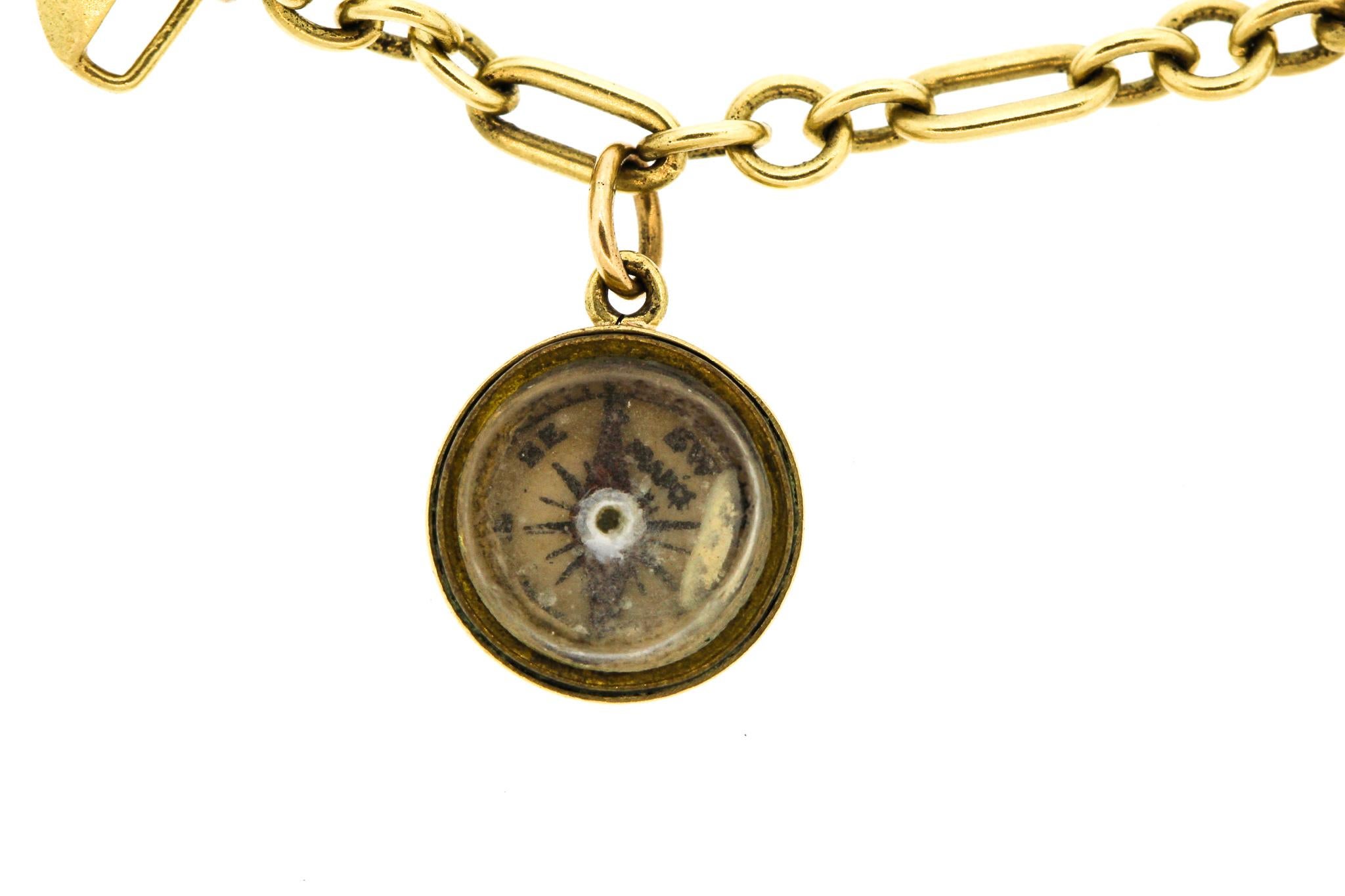 1940s 14 Karat Yellow Gold Whimsical Charm Bracelet 2
