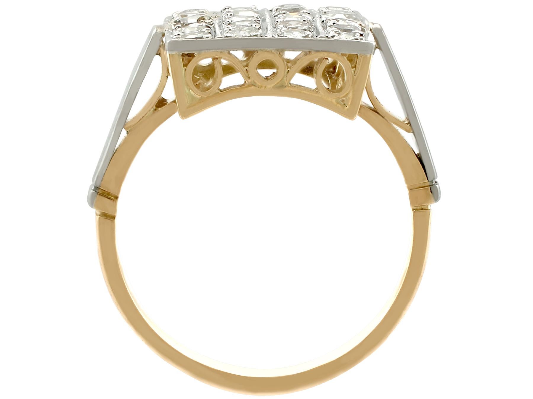Vintage 1940s 1.42 Carat Diamond and Yellow Gold Cocktail Ring 1