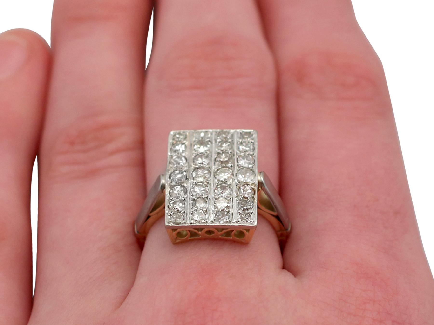 Vintage 1940s 1.42 Carat Diamond and Yellow Gold Cocktail Ring 5