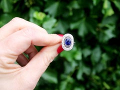 1940s 1.43 Carat Sapphire and Diamond Platinum Cocktail Ring
