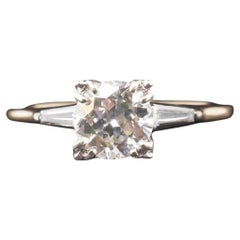 Anello anni '40 in oro 14K bicolore con diamante vecchio europeo da 1,15 carati