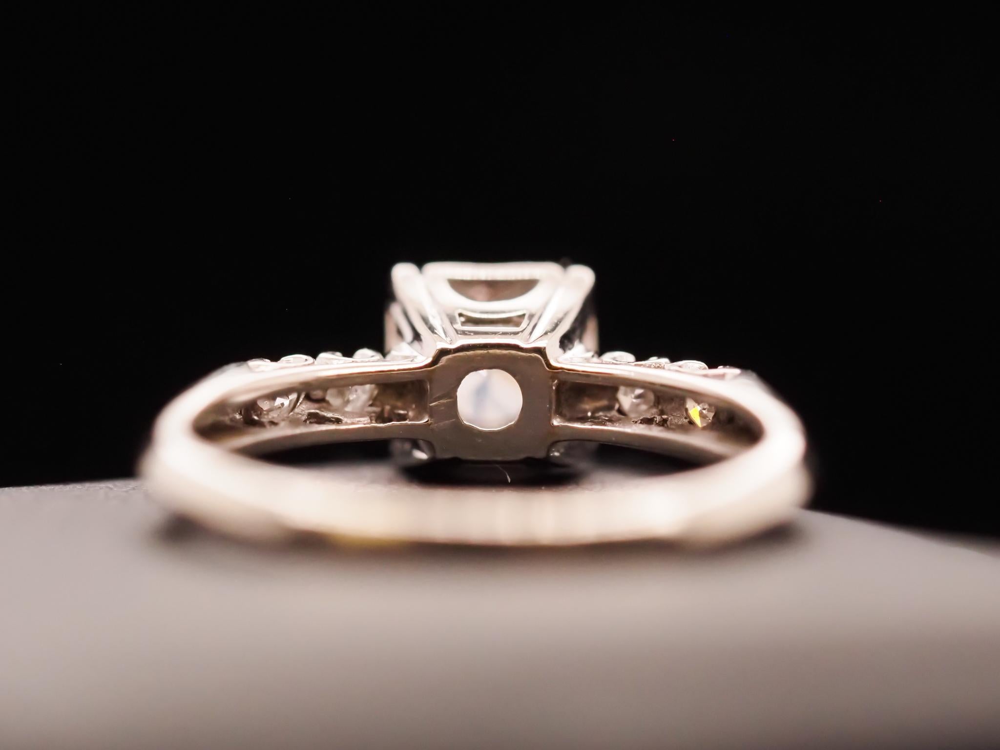 Women's 1940s 14K White Gold .40ct Old European Cut Diamond Engagement Ring For Sale