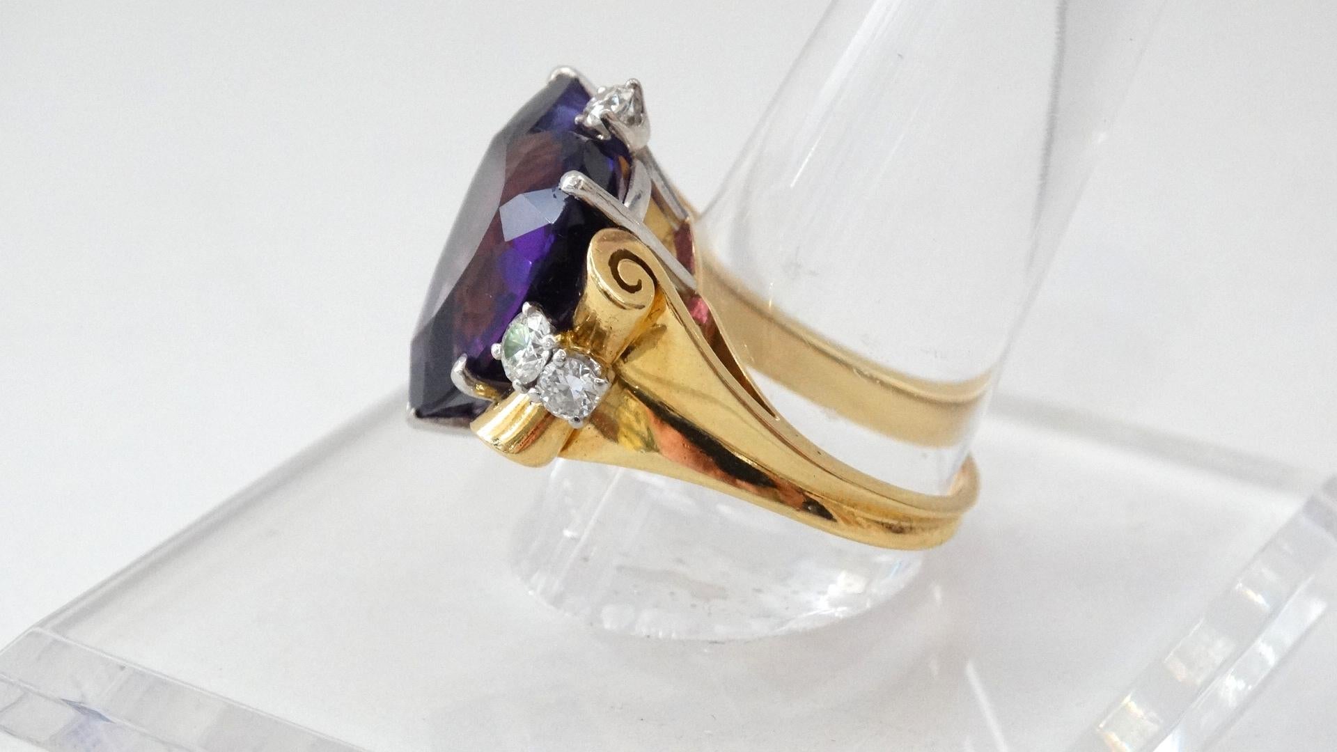 14K Yellow Gold 1940s Amethyst Heart Ring  2