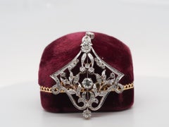 1940s 14K Yellow Gold and White Gold Old European Diamond Pendant and Brooch