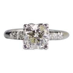 1940s 1.58 Carat Platinum Diamond Engagement Ring