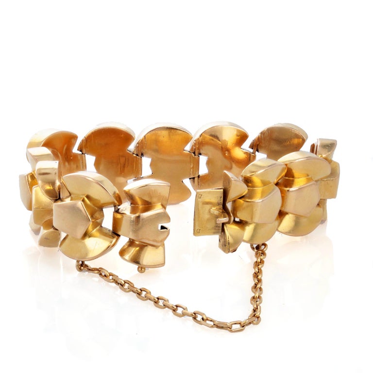 Retro 1940's French Yellow Gold Tank Link Bracelet at 1stDibs | 18 ...