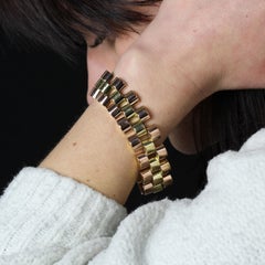 1940s 18 Karat Rose Yellow Gold Tank Bracelet