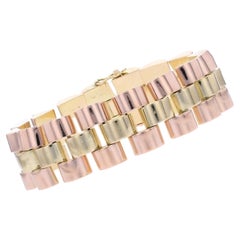 1940s 18 Karat Rose Yellow Gold Tank Bracelet