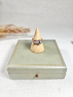 1940s, 18ct Yellow & White Gold Ruby & Diamond Set Buckle / Belt Cocktail Ring