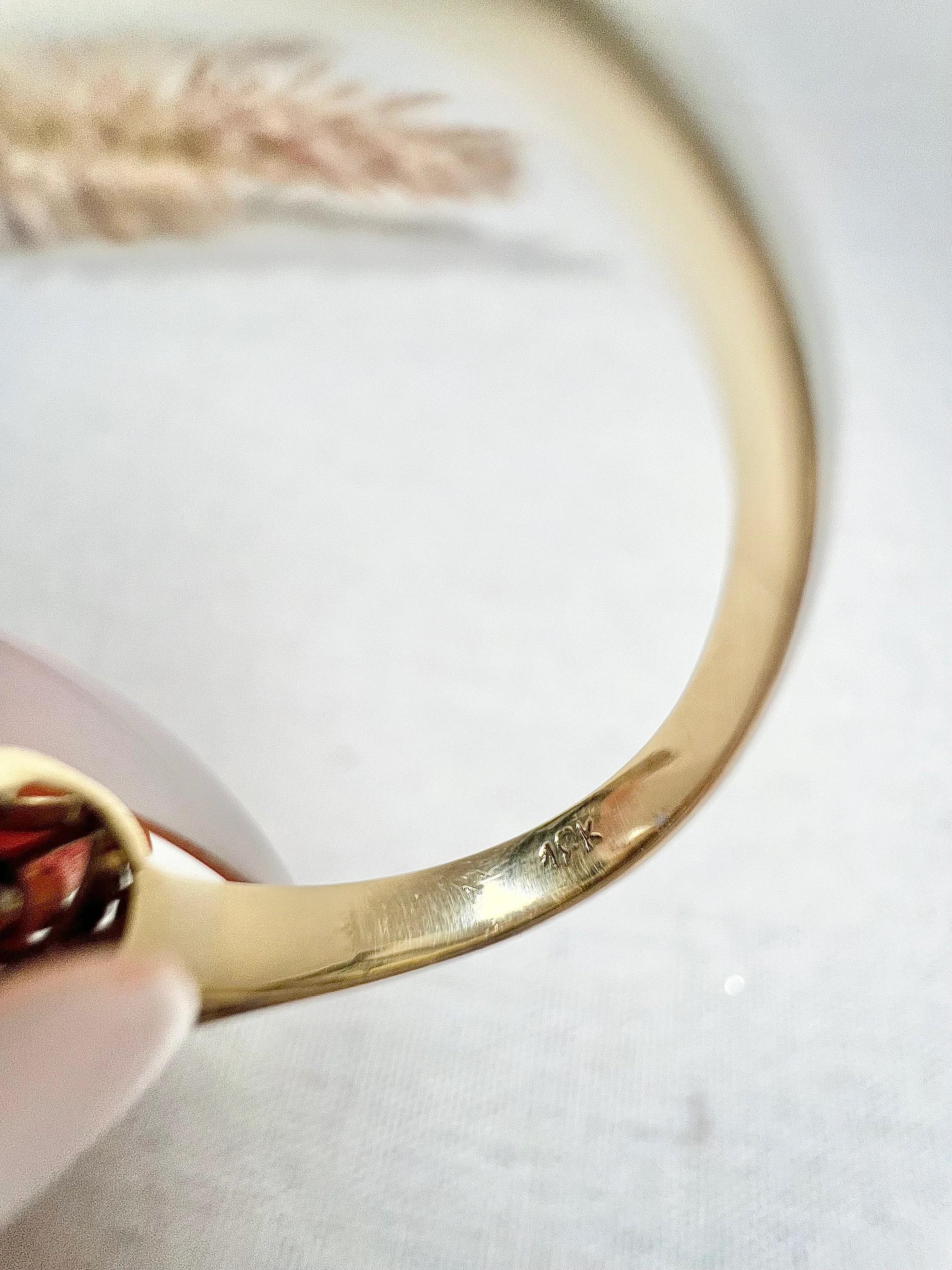 1940s, 18ct Yellow & White Gold Ruby & Diamond Set Buckle / Belt Cocktail Ring For Sale 3