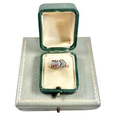 1940s, 18ct Yellow & White Gold Ruby & Diamond Set Buckle / Belt Cocktail Ring