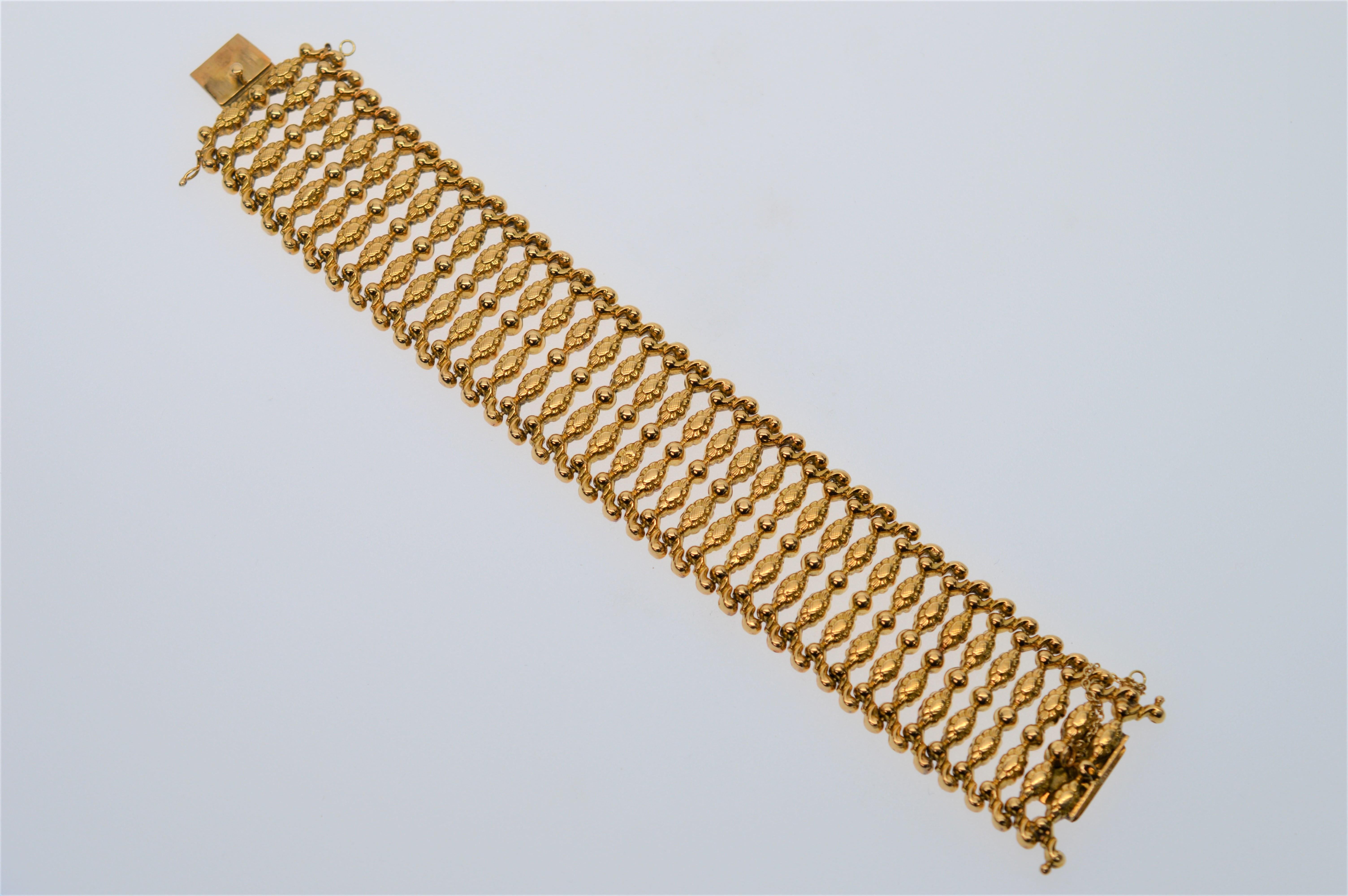 Flexibles Gelbgold-Armband im Retro-Stil  im Zustand „Hervorragend“ im Angebot in Mount Kisco, NY