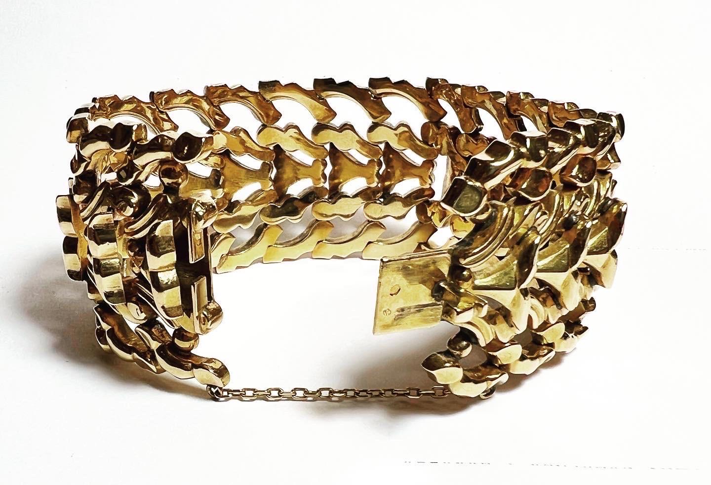 1940s 18k Yellow Gold Retro Bracelet In Good Condition In Pamplona, Navarra