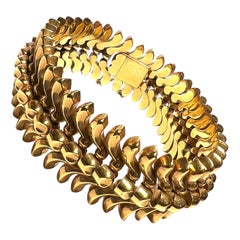 1940s 18k Yellow Gold Retro Tank Bracelet