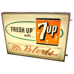 1940s-1950s 7-UP Light Up Grocery Store Plastic Sign