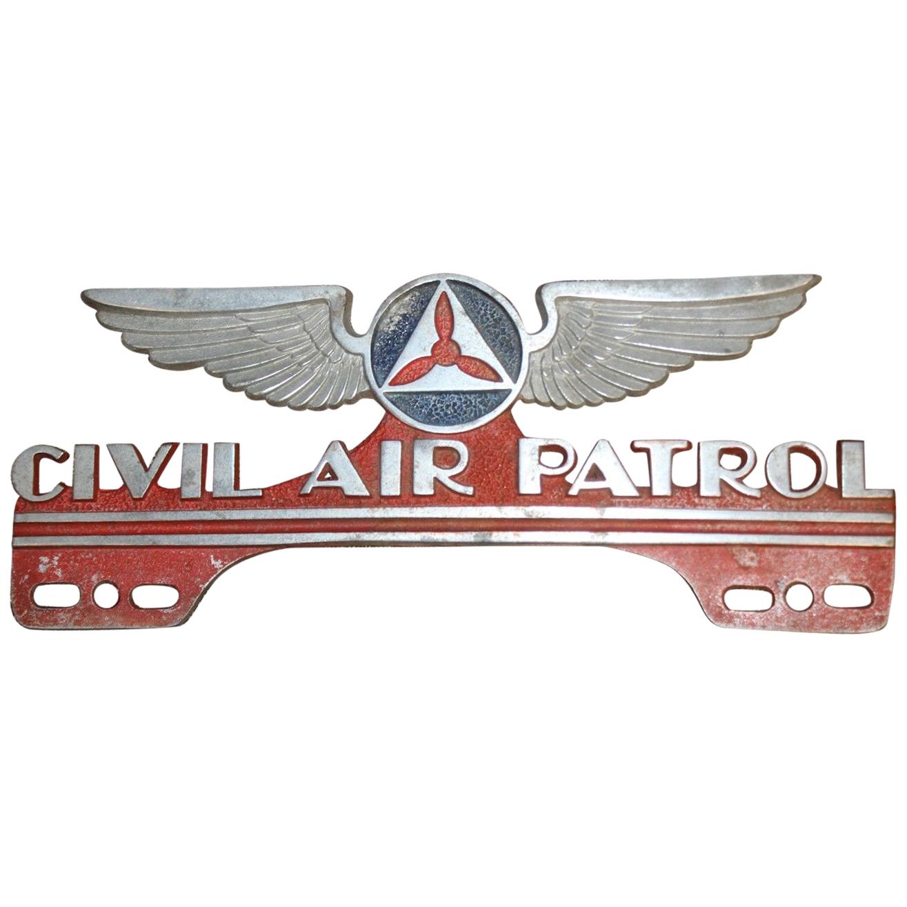 1940s-1950s Civil Air Patrol License Plate Topper For Sale