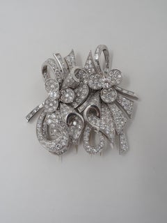 1940s–1950s Diamond Double Clip Brooch in Platinum