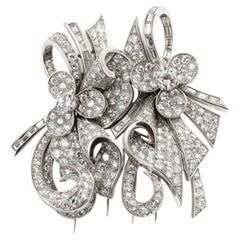 1940s–1950s Diamond Double Clip Brooch in Platinum