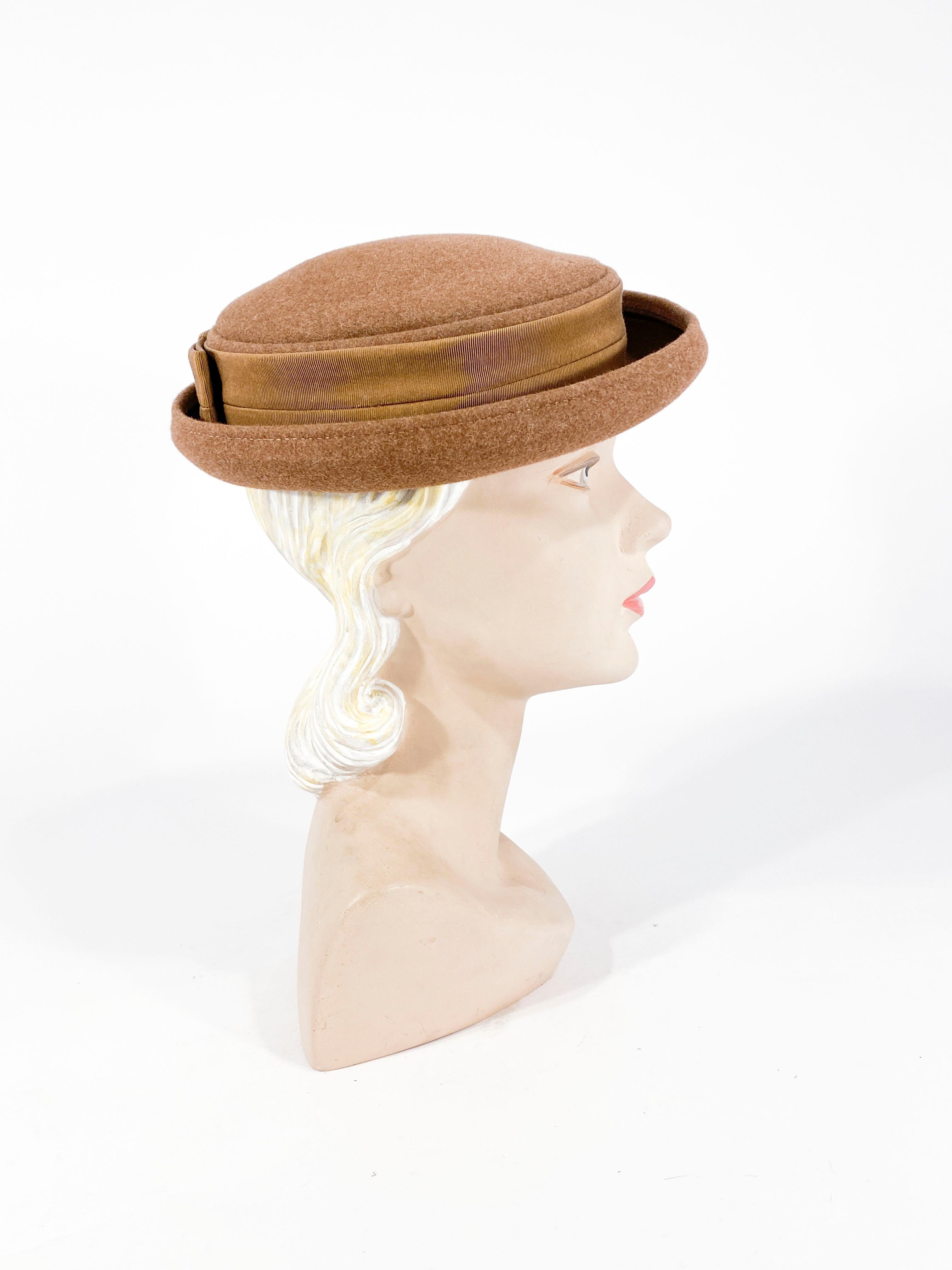 Gray 1940s/1950s Taupe Fur Felt Hat