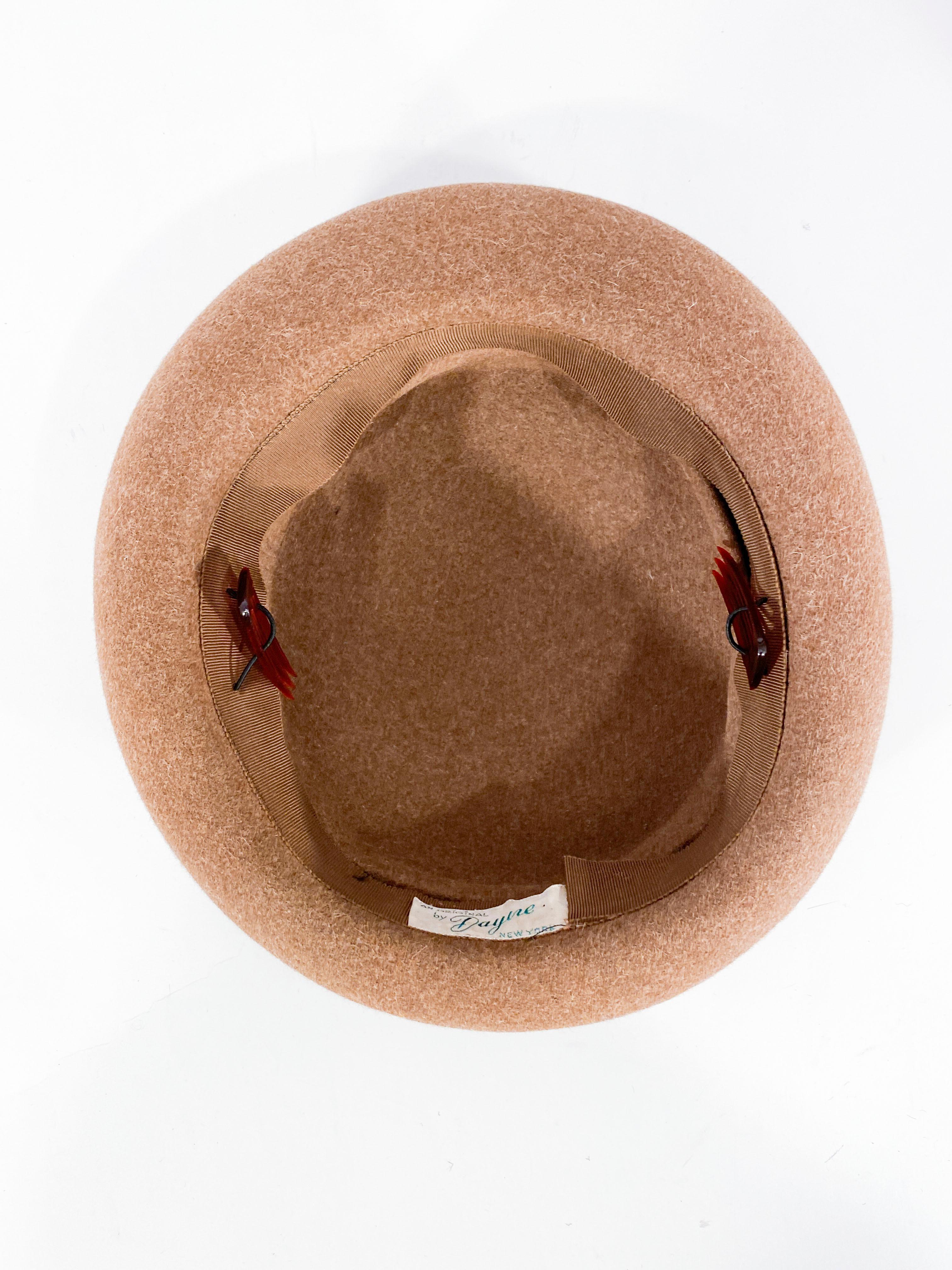 1940s/1950s Taupe Fur Felt Hat 1