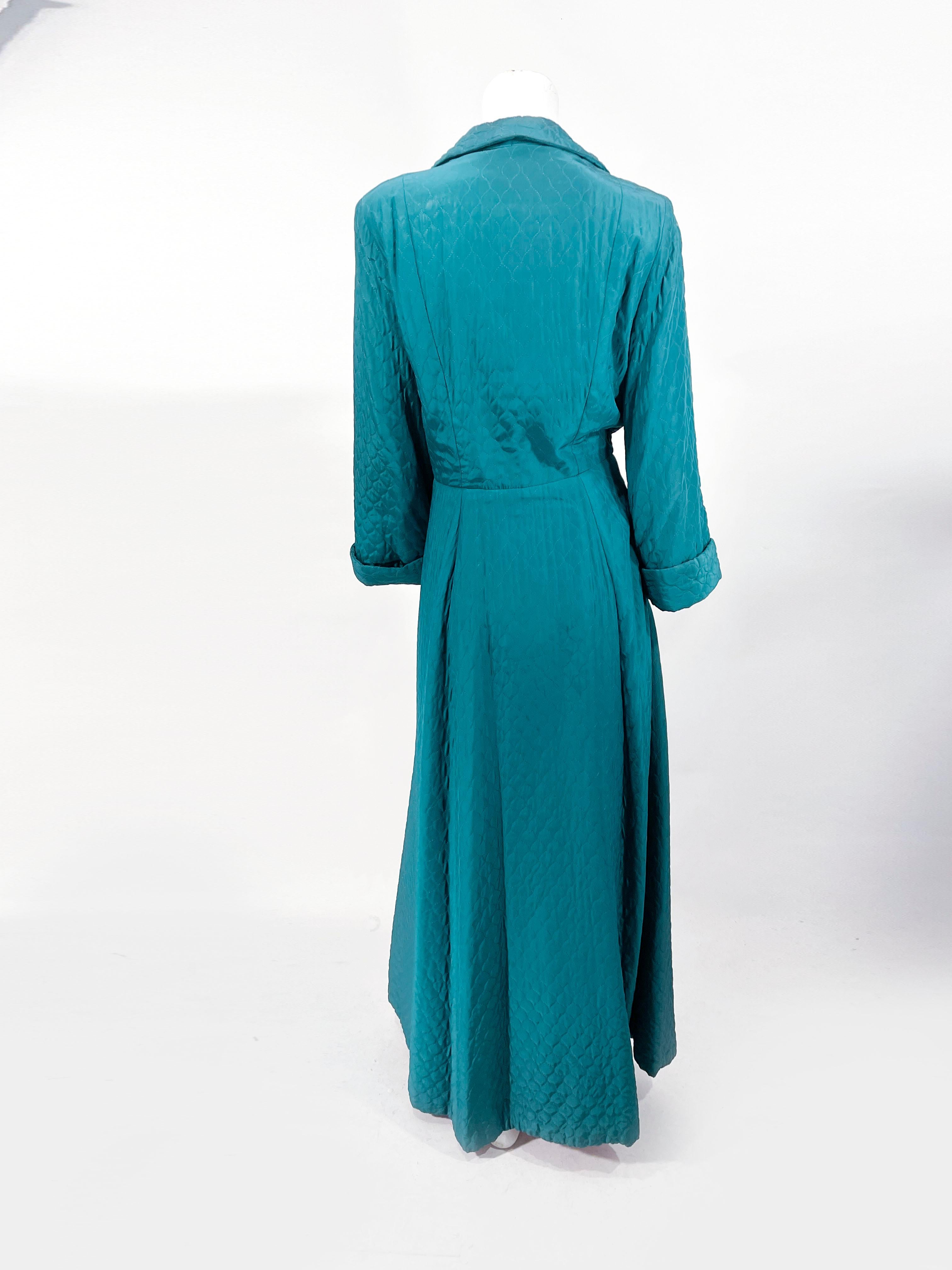 1940s/1950s Teal Green House Robe For Sale 2