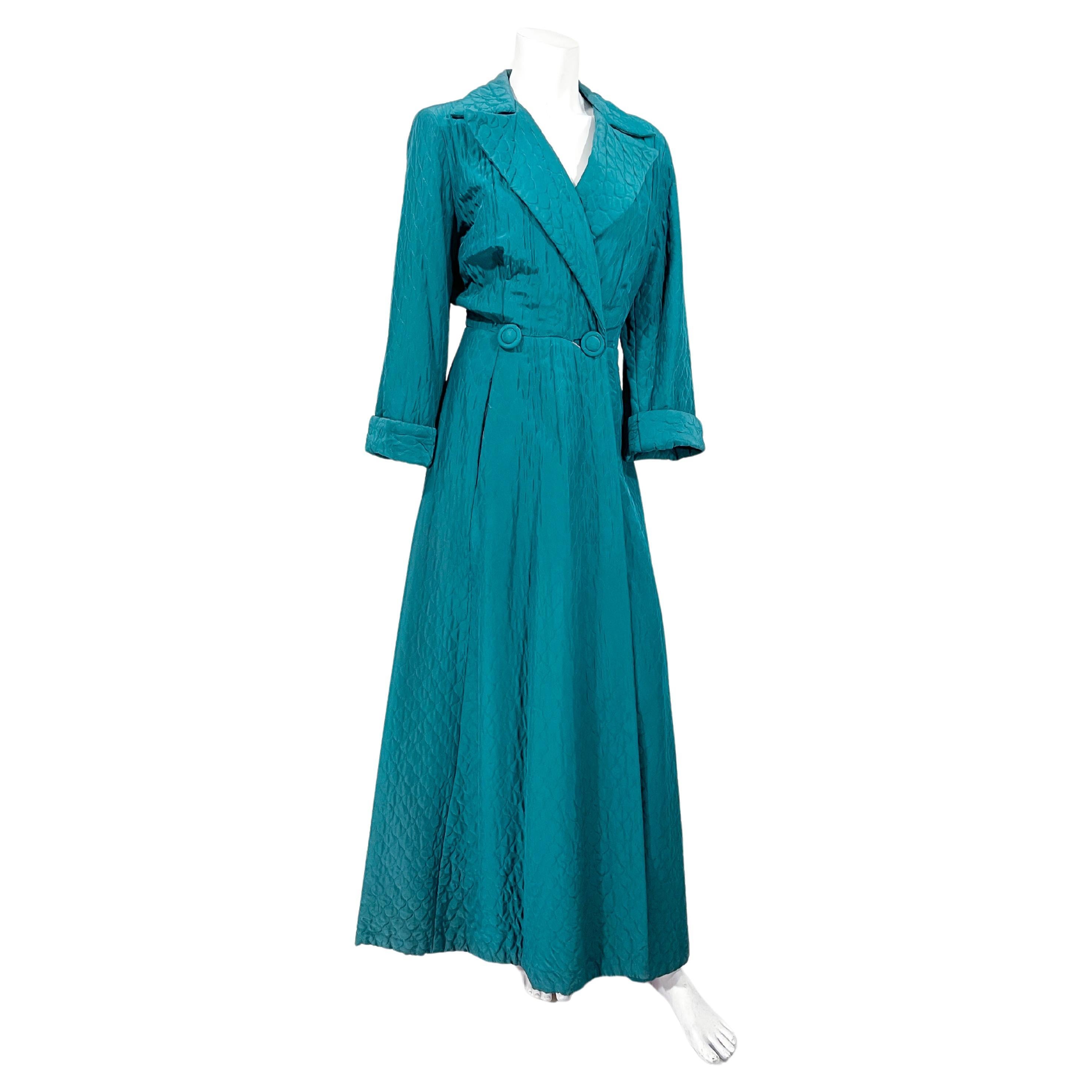 1940s/1950s Teal Green House Robe For Sale