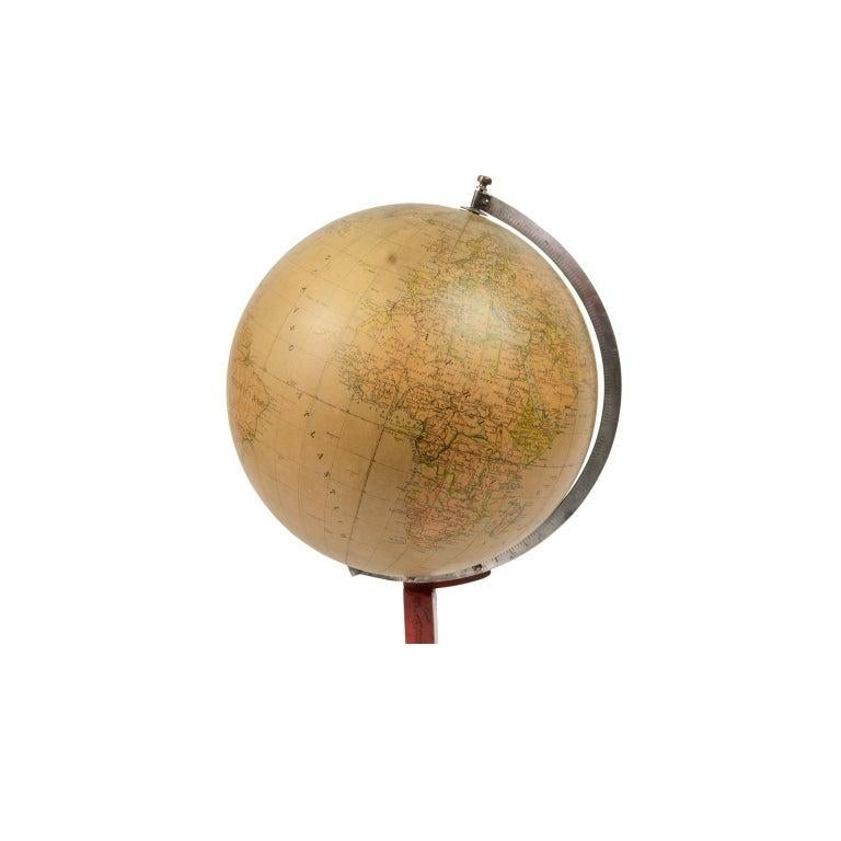 1940s-1950s Vintage Italian Terrestrial Globe with Metal Base by Paravia Turin In Good Condition In Milan, IT