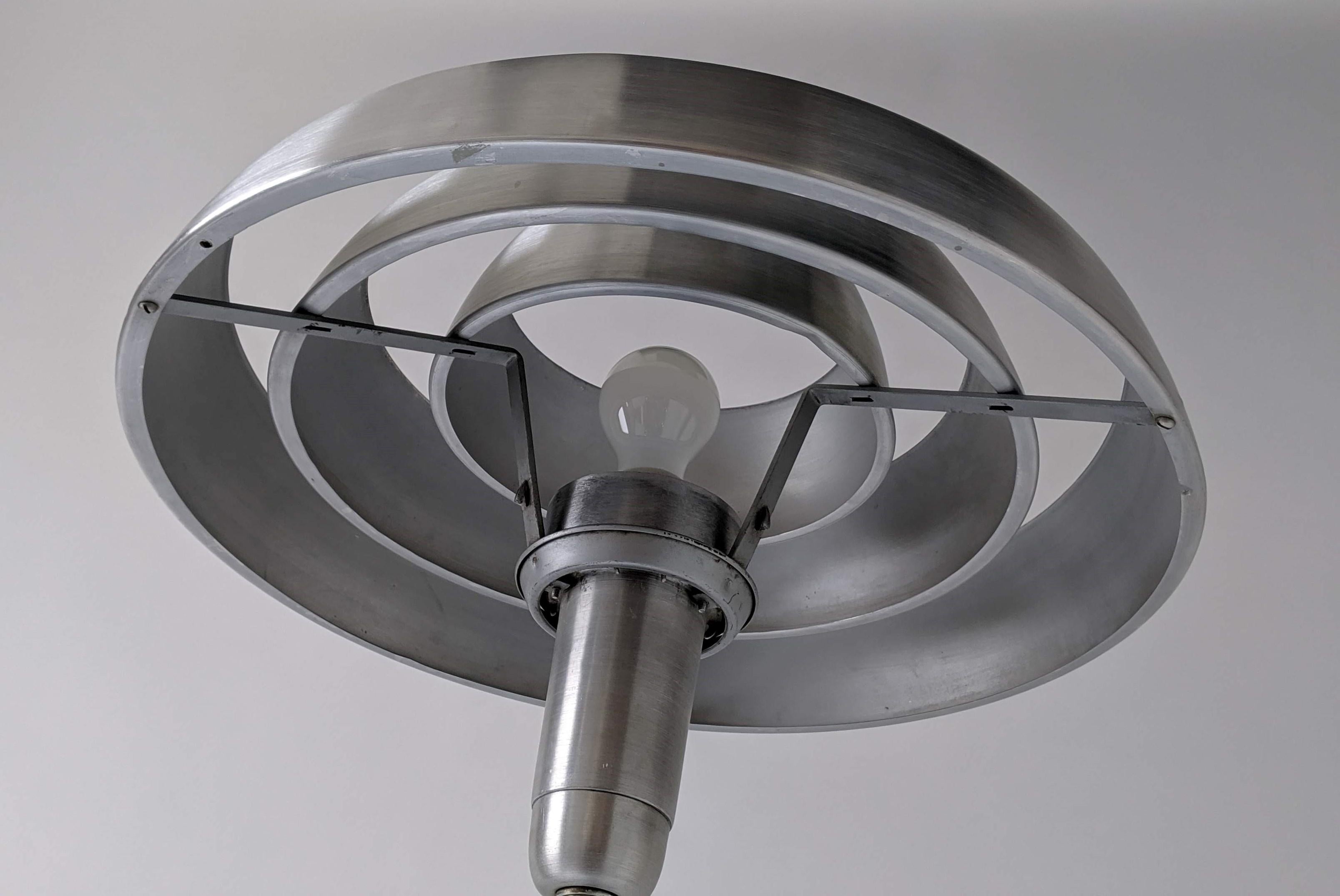1940s  Kurt Versen 'Saturn' Style Art Deco Aluminum Floor Lamp, USA 6
