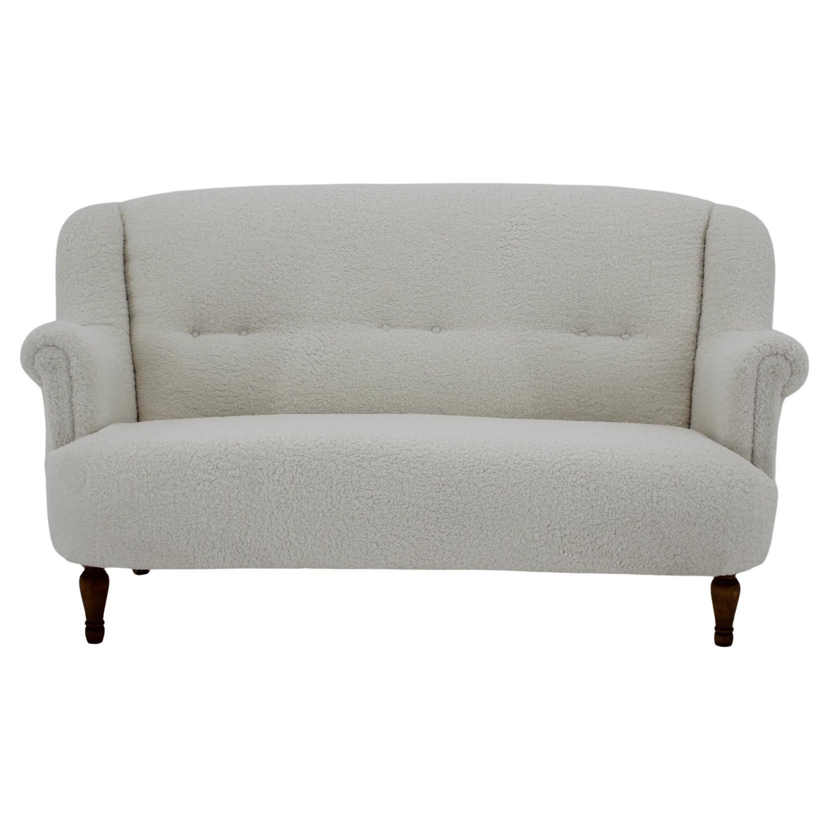 1940s 2-Seater Sofa in Sheepskin Fabric, Czechoslovakia For Sale