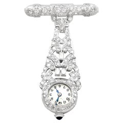 1940s 2.04 Carat Diamond and Platinum Ladies Fob Watch