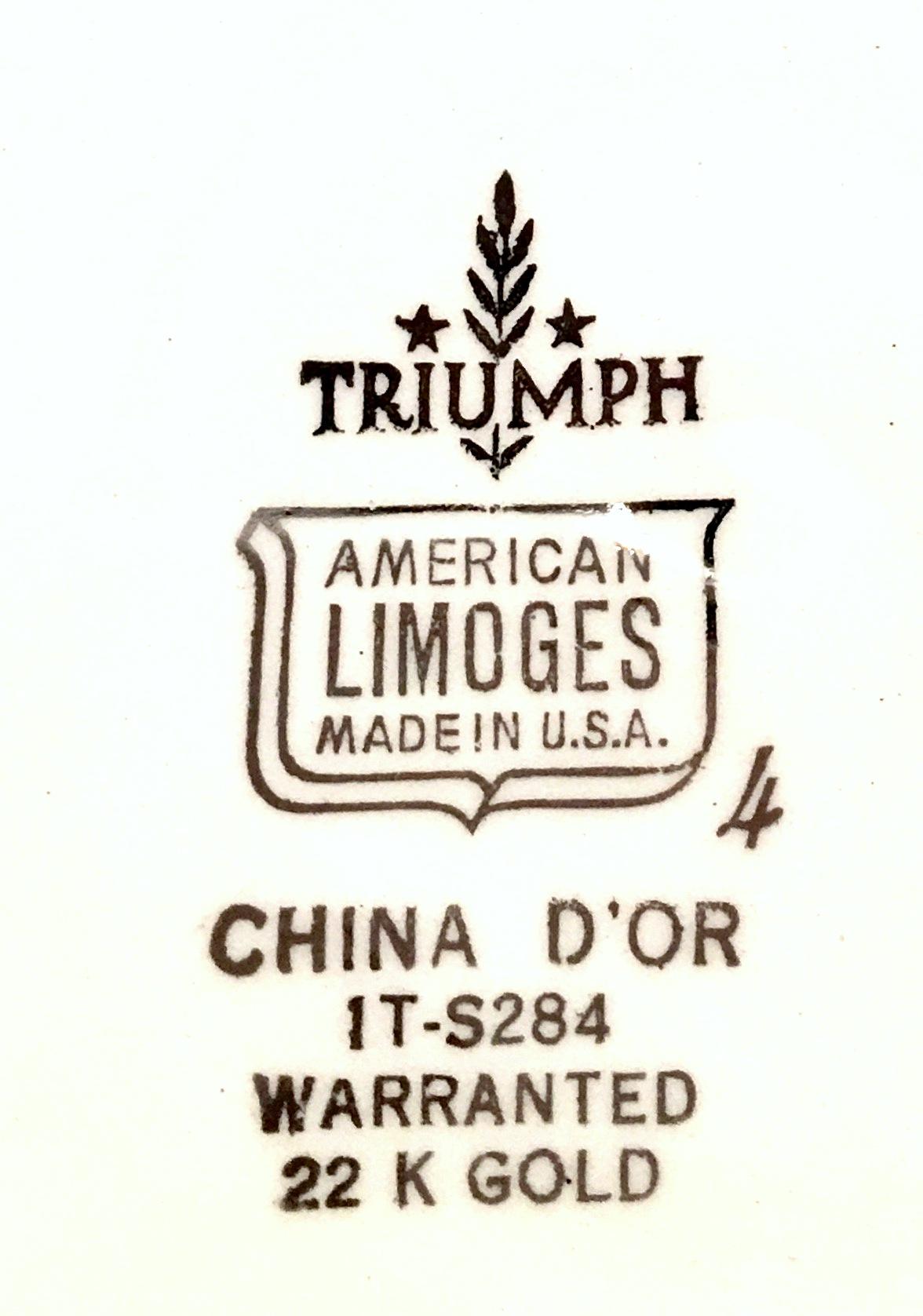 20th Century 1940'S 22-Karat Gold American Limoges Dinnerware S/13