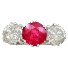 Vintage 1940s 2.21 Carat Ruby and 2.06 Carat Diamond Trilogy Ring