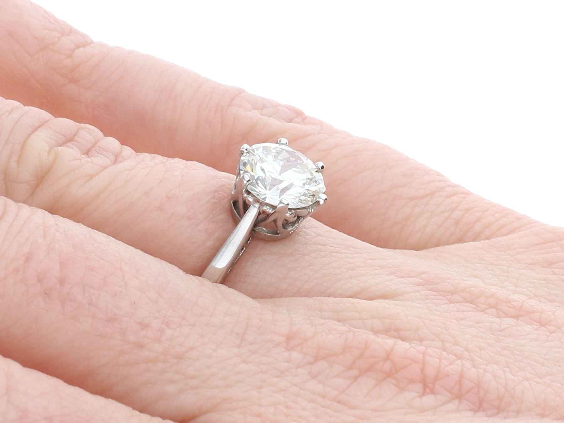 Women's Vintage 2.24 Carat Diamond and Platinum Solitaire Engagement Ring