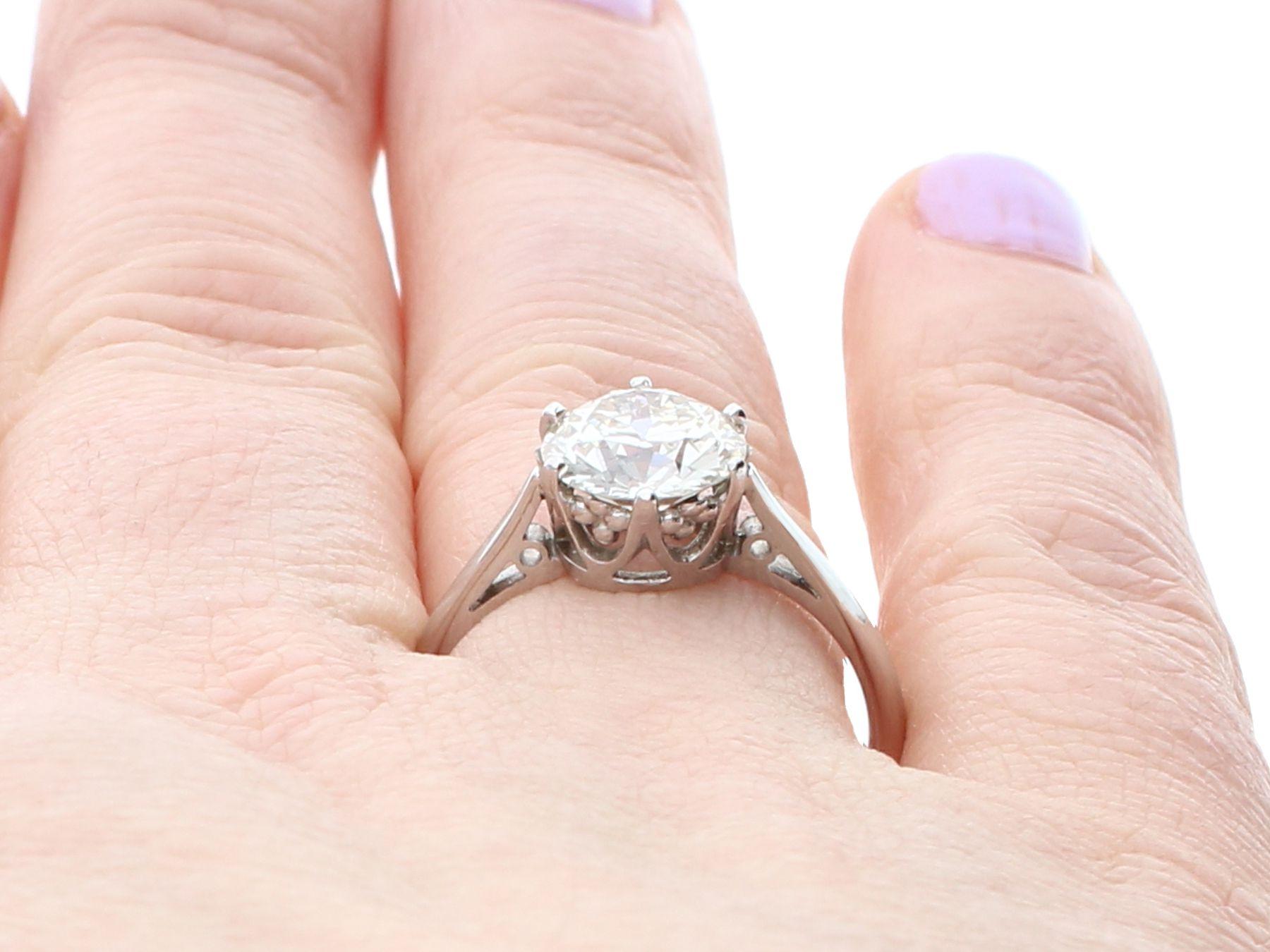 Vintage 2.24 Carat Diamond and Platinum Solitaire Engagement Ring 1