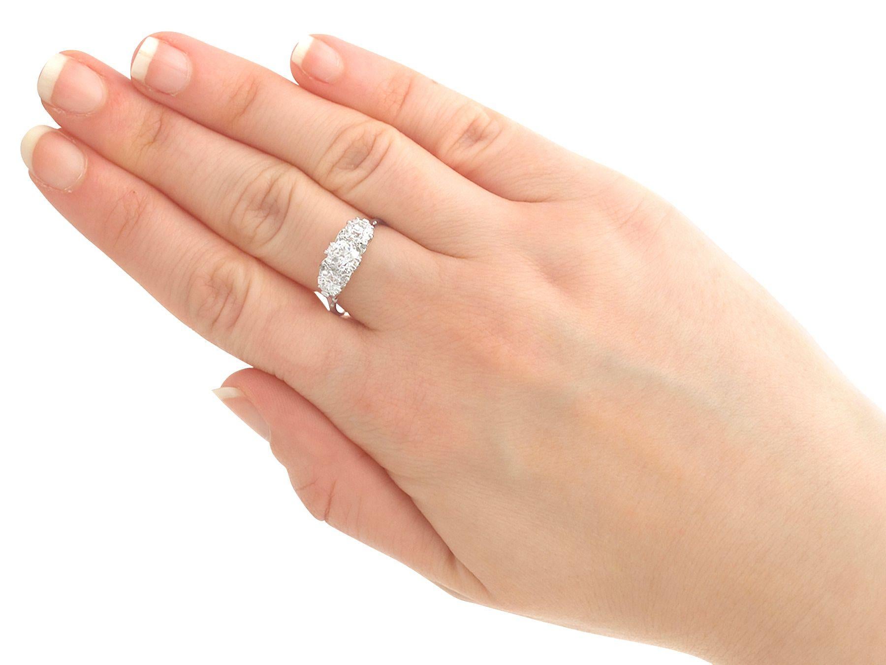 Women's or Men's 1940s 2.63 Carat Diamond White Gold Trilogy Engagement Ring