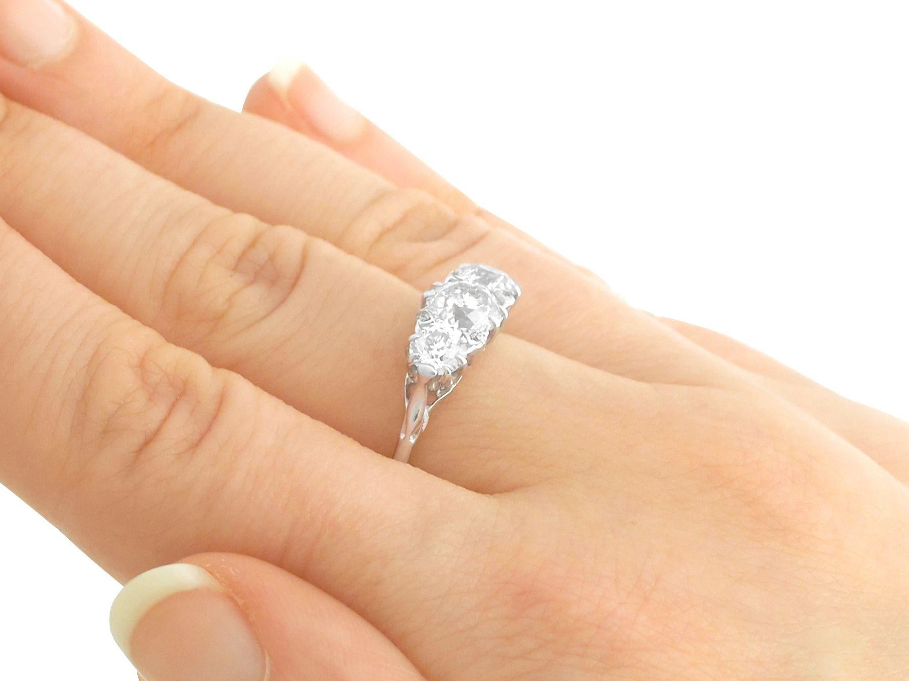 1940s 2.63 Carat Diamond White Gold Trilogy Engagement Ring 1