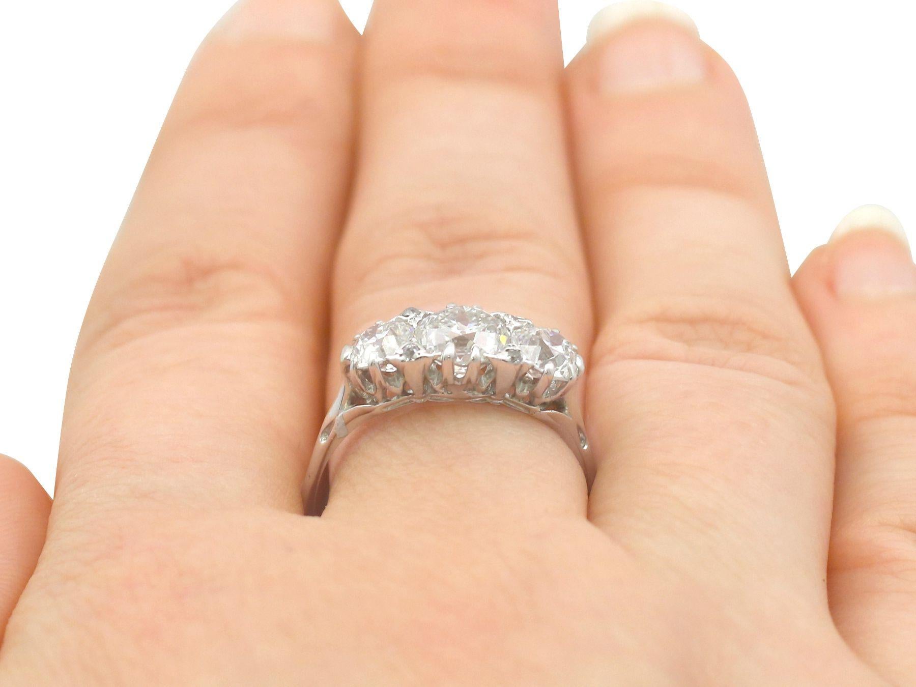 1940s 2.63 Carat Diamond White Gold Trilogy Engagement Ring 2