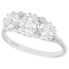 1940s 2.63 Carat Diamond White Gold Trilogy Engagement Ring
