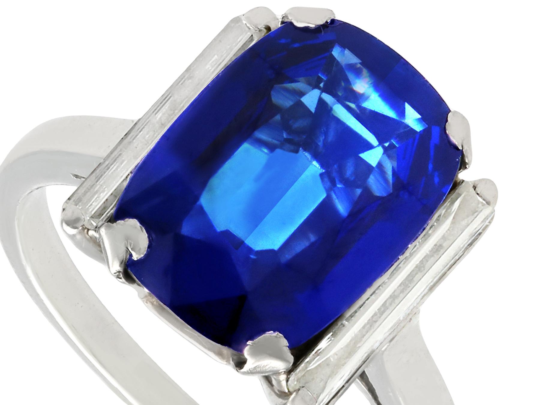 1940s 2.99 Carat Sapphire and Diamond White Gold Cocktail Ring In Excellent Condition In Jesmond, Newcastle Upon Tyne