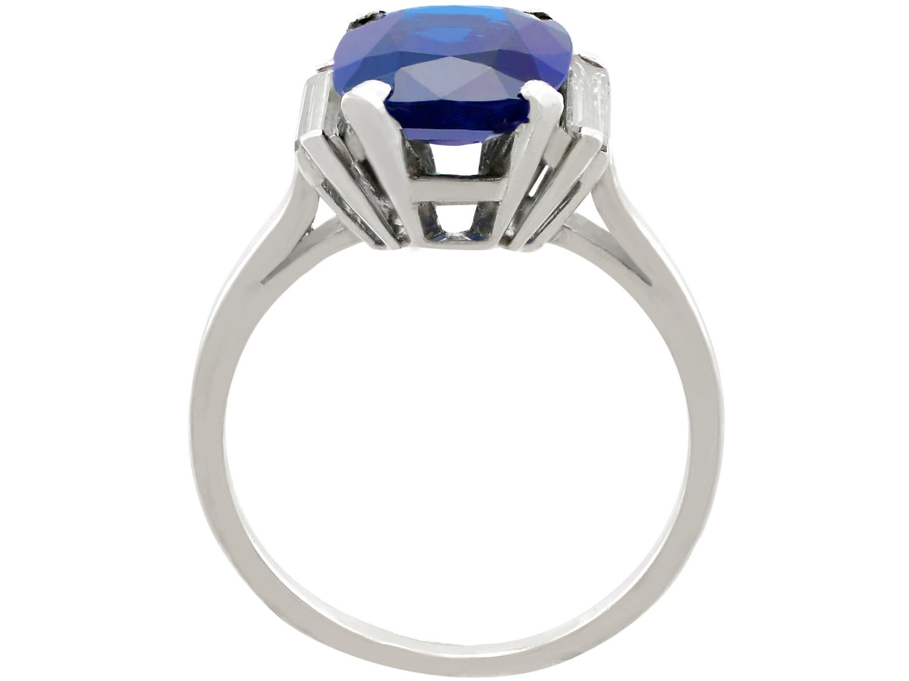 1940s 2.99 Carat Sapphire and Diamond White Gold Cocktail Ring 1