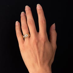 1940s 3 Diamonds 18 Karat Yellow Gold Platinum Tank Ring