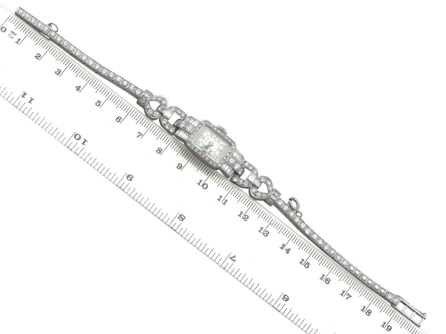 1940s 3.35 Carat Diamond and Platinum Cocktail Watch 1