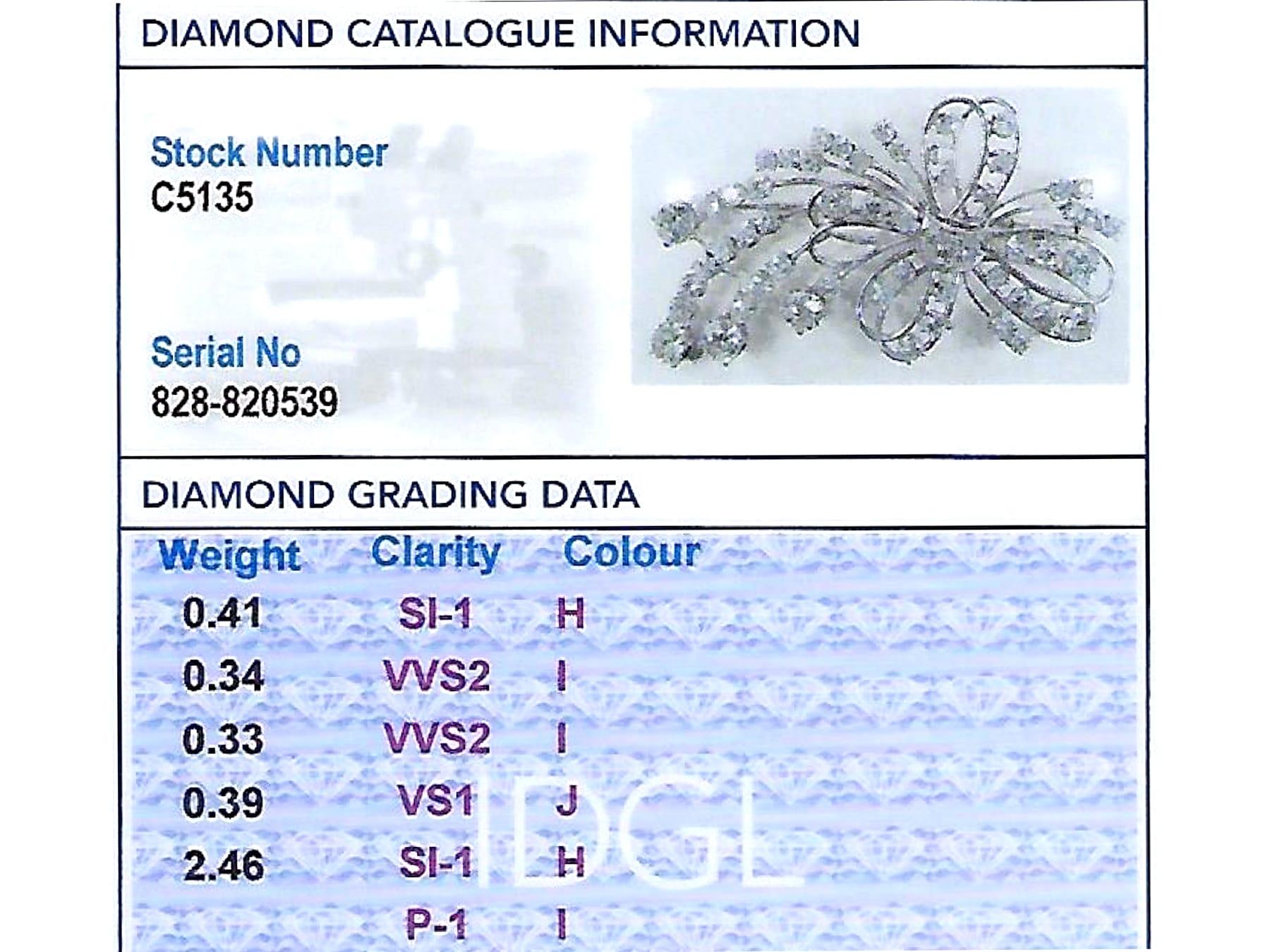 1940s 3.93 Carat Diamond and Platinum Spray Brooch For Sale 4