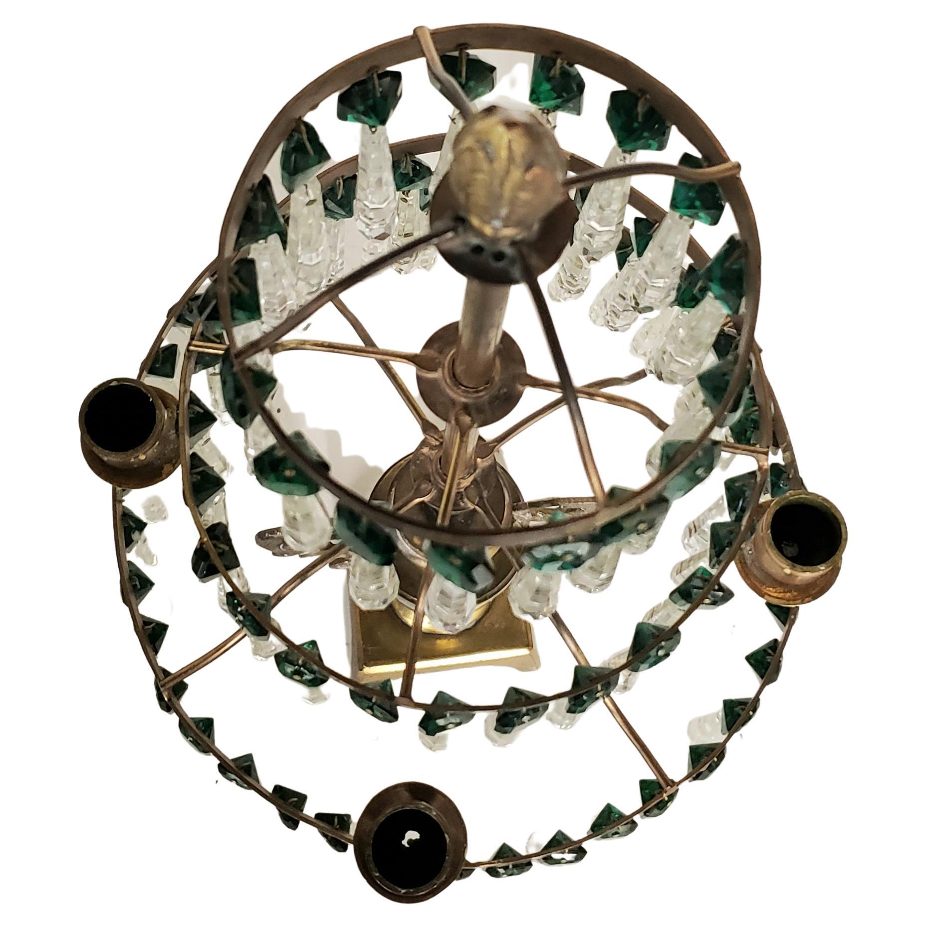Italiano Candelabri a 4 bracci in ottone e cristallo montati a lustro del 1940 in vendita