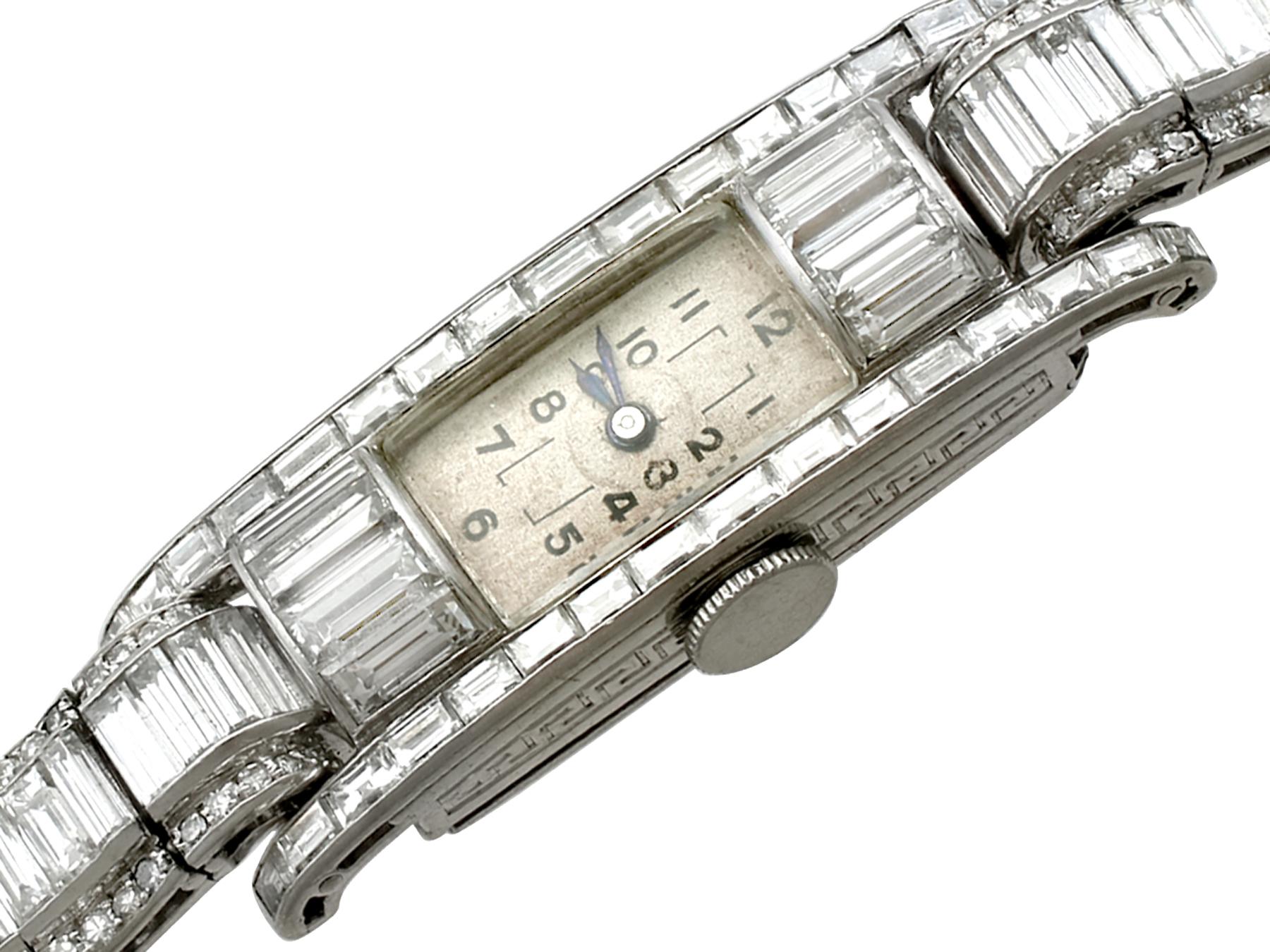 1940s 4.33 Carat Diamond Cocktail Watch in Platinum 1