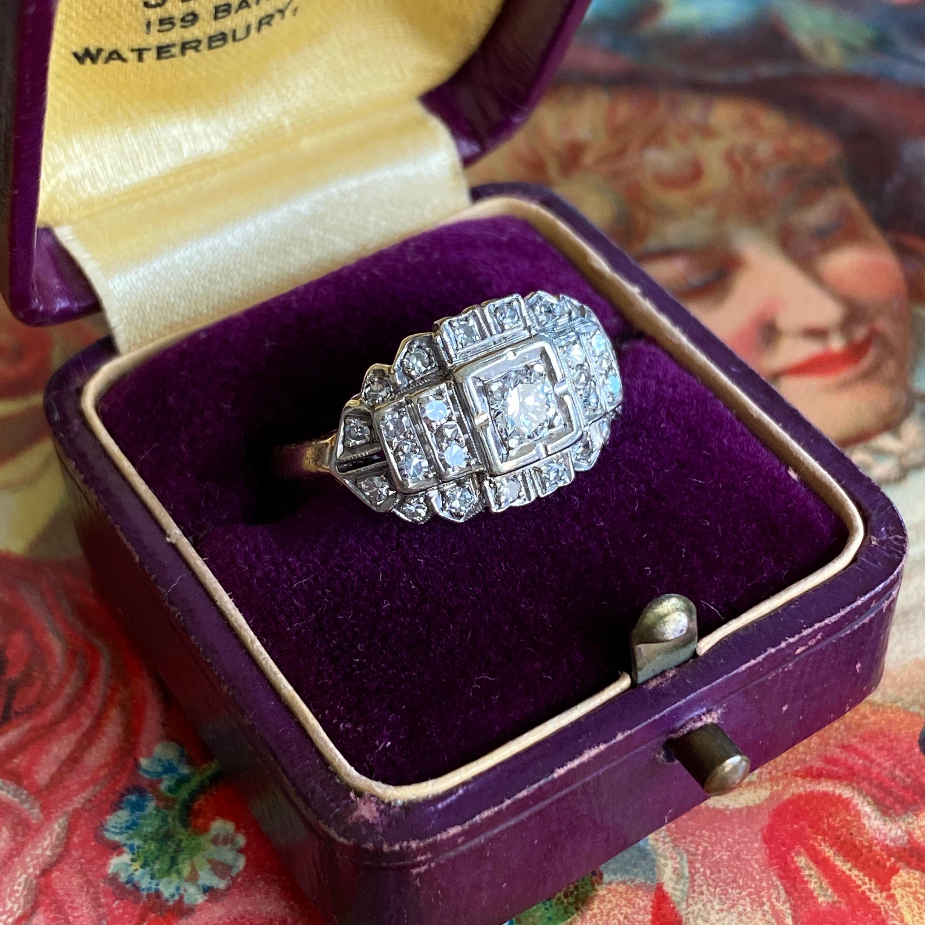 1940's .49ct TW Diamond 14K Engagement Ring For Sale 1