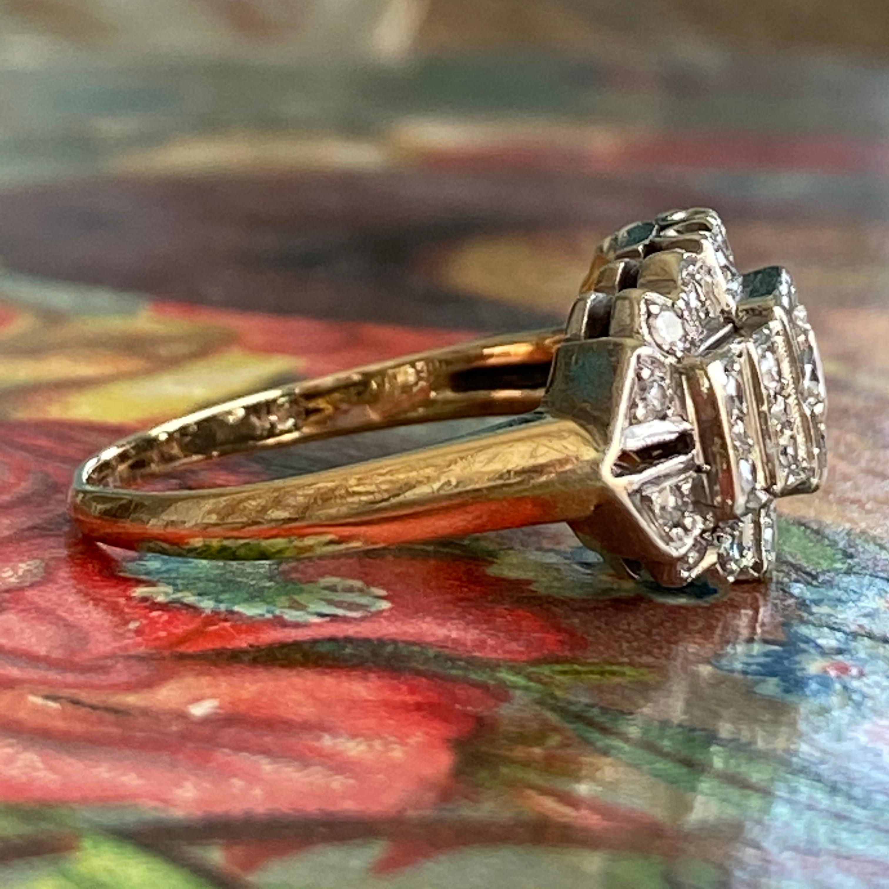 1940's .49ct TW Diamond 14K Engagement Ring In Good Condition For Sale In Scotts Valley, CA